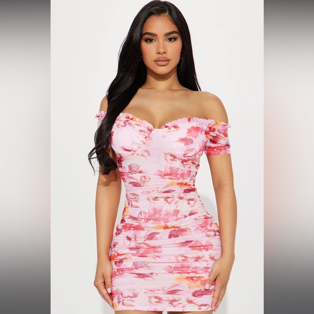 Give Me More Flowers Mesh Mini Dress